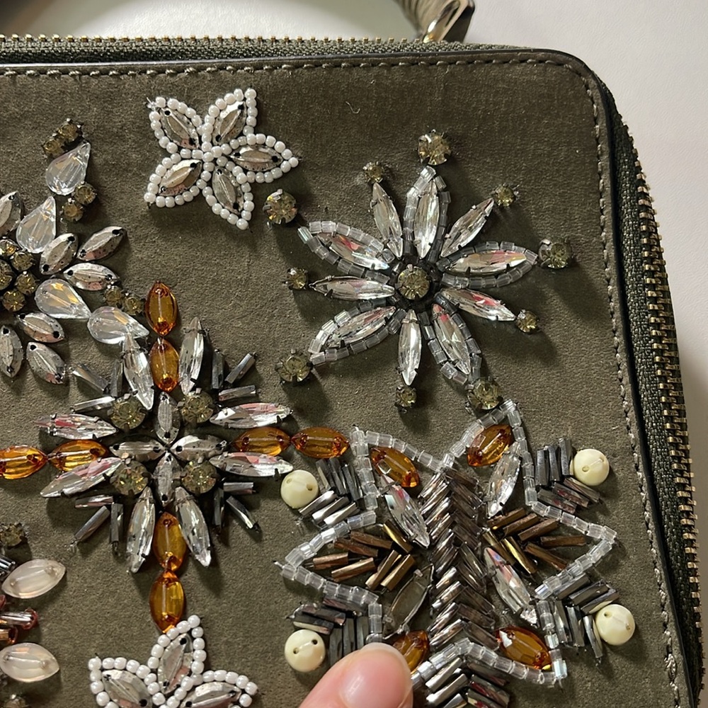 Rebecca Minkoff Sage Green Embellished Jewels Leather Box Bag - Picture 3 of 10